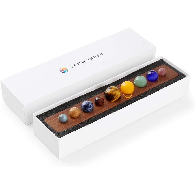 Nine Planets in Solar System Natural Gemstone Outer Space Planets Celestial Creative Gift Home Desk Decorations