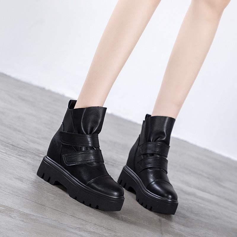 Martin Stiefel Innenhöhe Erhöhung Herbst und Winter Neu Britischer Stil Lederstiefel Ins Trendige Schuhe Plateau Freizeitschuhe Kurze Stiefel