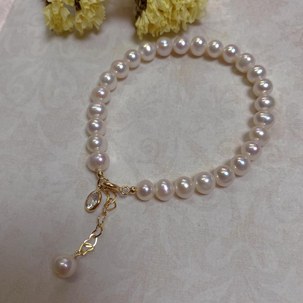 Baroque Special-shaped Pearl 14K Gold Bracelet Niche Ins Sense Retro French Cold Wind Bracelet Gift