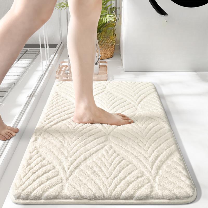 Leaf Sponge Bathroom Cashmere Thickening Mat Bath Non-slip Carpets In Wash Basin Bathtub Floor Rug Shower Room Doormat Memory Foam 3D Pad