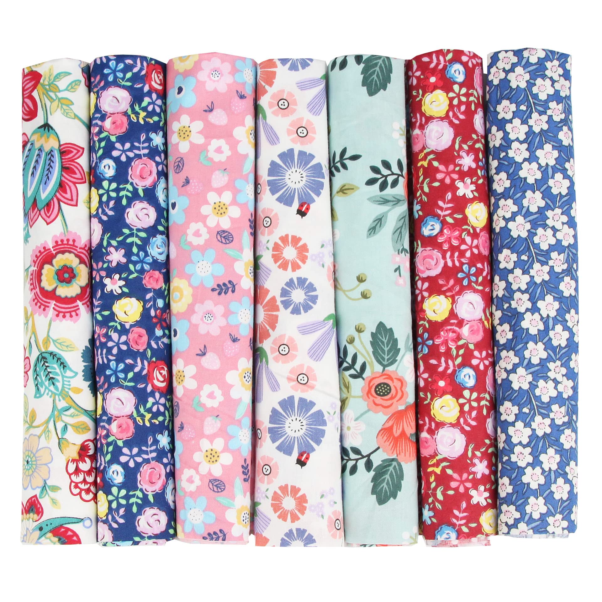 

siawadeky Floral Patchwork Fabric Set of Cotton Cut Cute Floral DIY Handmade Craft Perfect for Making Lunch Lucky and 7, Fabric, Cloth, Scraps, Print,