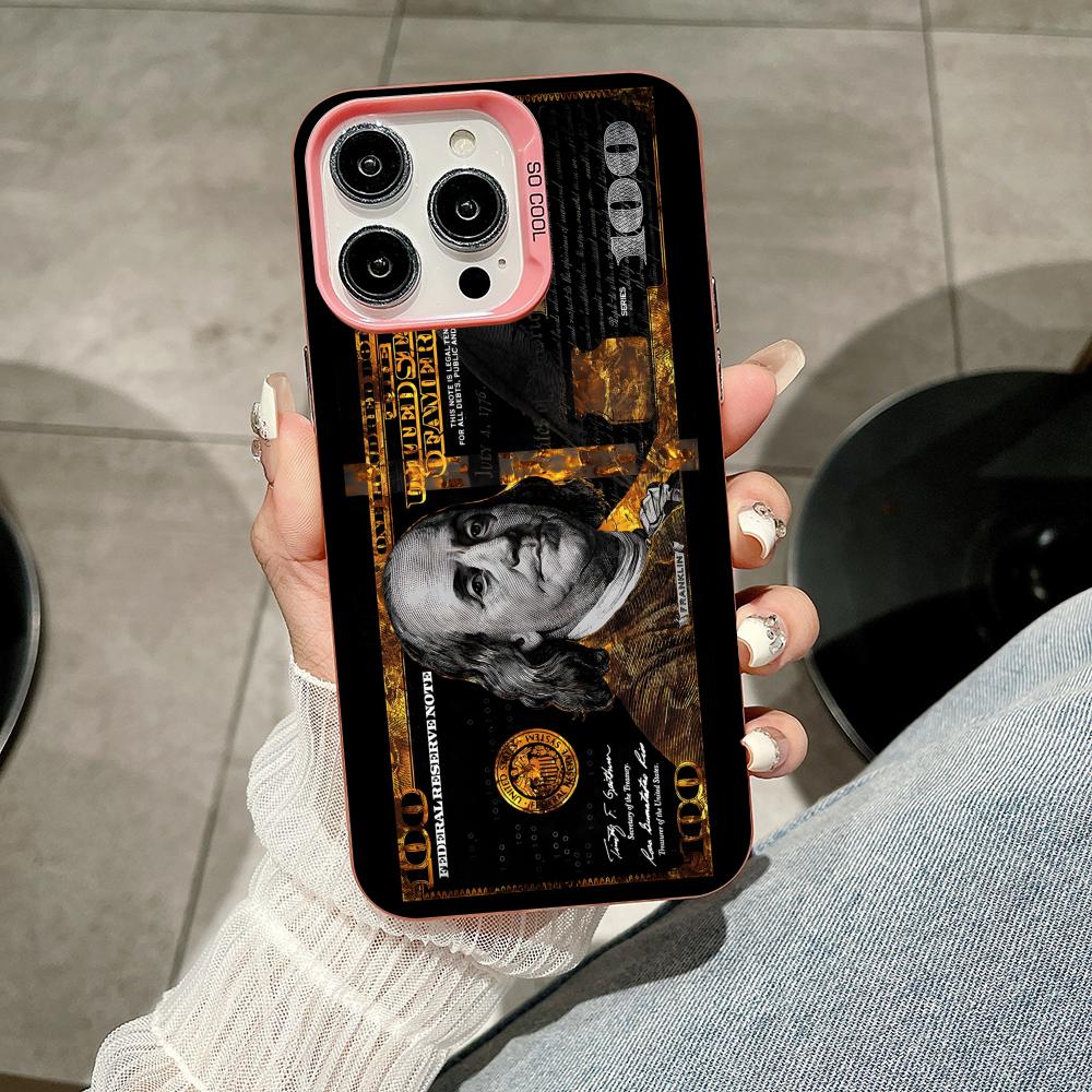 USD Dollar Pink Translucent Mobile Phone Case for iPhone 17 16 15 14 13 12 11 X XR XS Air Pro Max Plus Colorful Cover