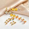 Vnox 3pairs/Set Sweet Dripping Oil Enamel Flower Mushroom Butterfly Charms Stud Earrings for Girls, Cute Enamel Earrings Jewelry