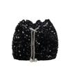Fashion personalized sequined bucket bag shoulder bag trendy messenger dinner bag