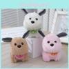 Adorable Cute Plush Dog Pendant Keychain Soft Toy For Bags And Dolls In Pink Beige And Cream
