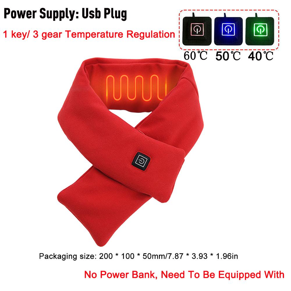 USB Women Men Heating Scarf Temperature Scarf 3 Gears Adjustable USB Charging Heat Control Neck Warmer For Cycling Camping