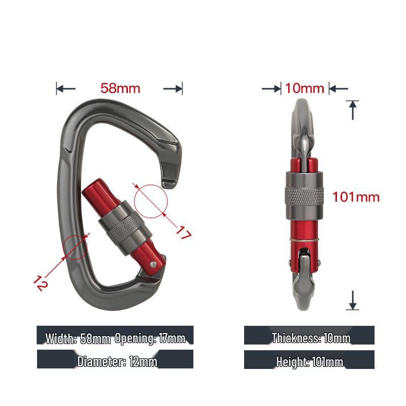 Customizable Outdoor Rock Climbing D-Shaped Aluminum Carabiner Safety Lock Hook