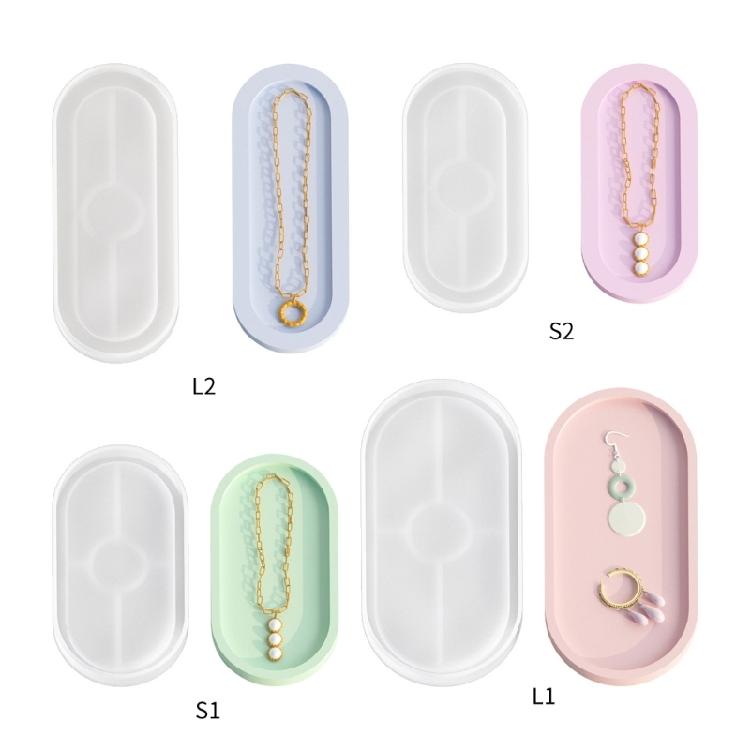 Jewelry Holder Organizers Making Silicone Mold Oval Tray Coaster Dish Plate Molds