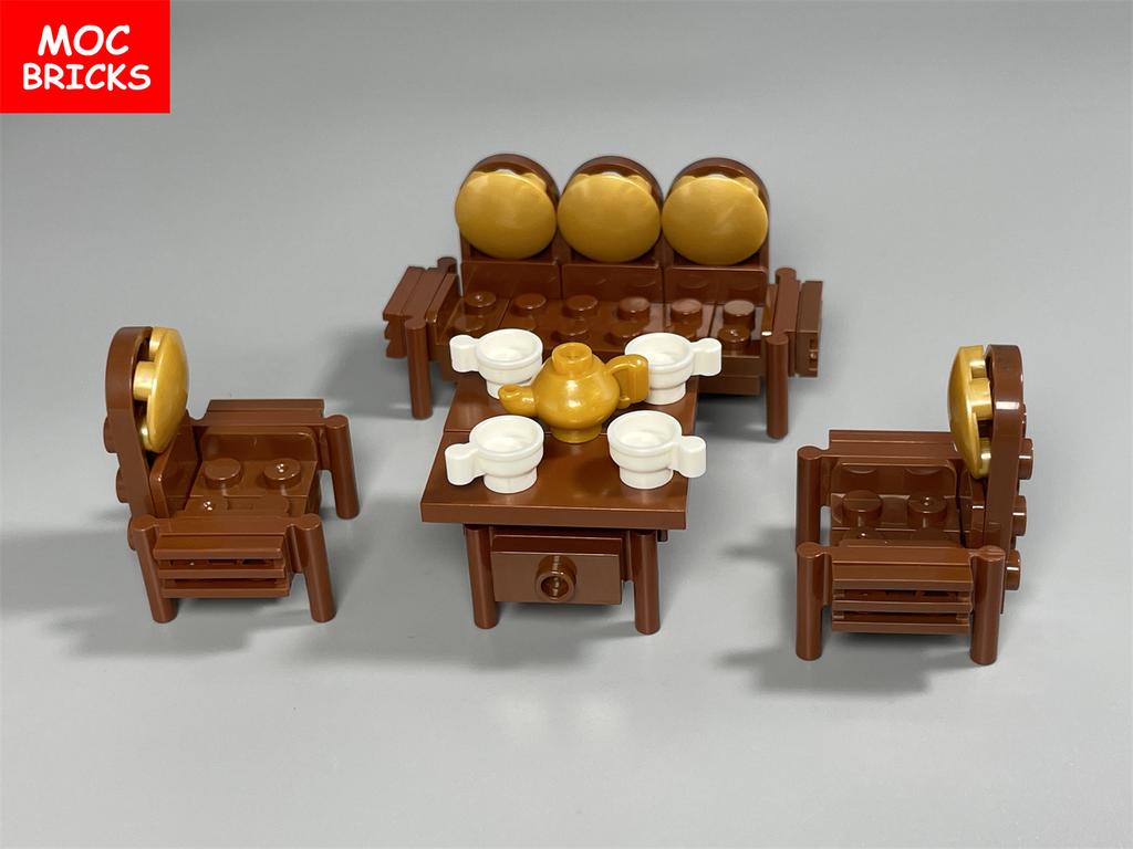 Non-Toxic Moc Bricks Office Furniture Tea Culture Desk Table Beverages Wine Educational Building Blocks City Model Children'S Toys Gifts