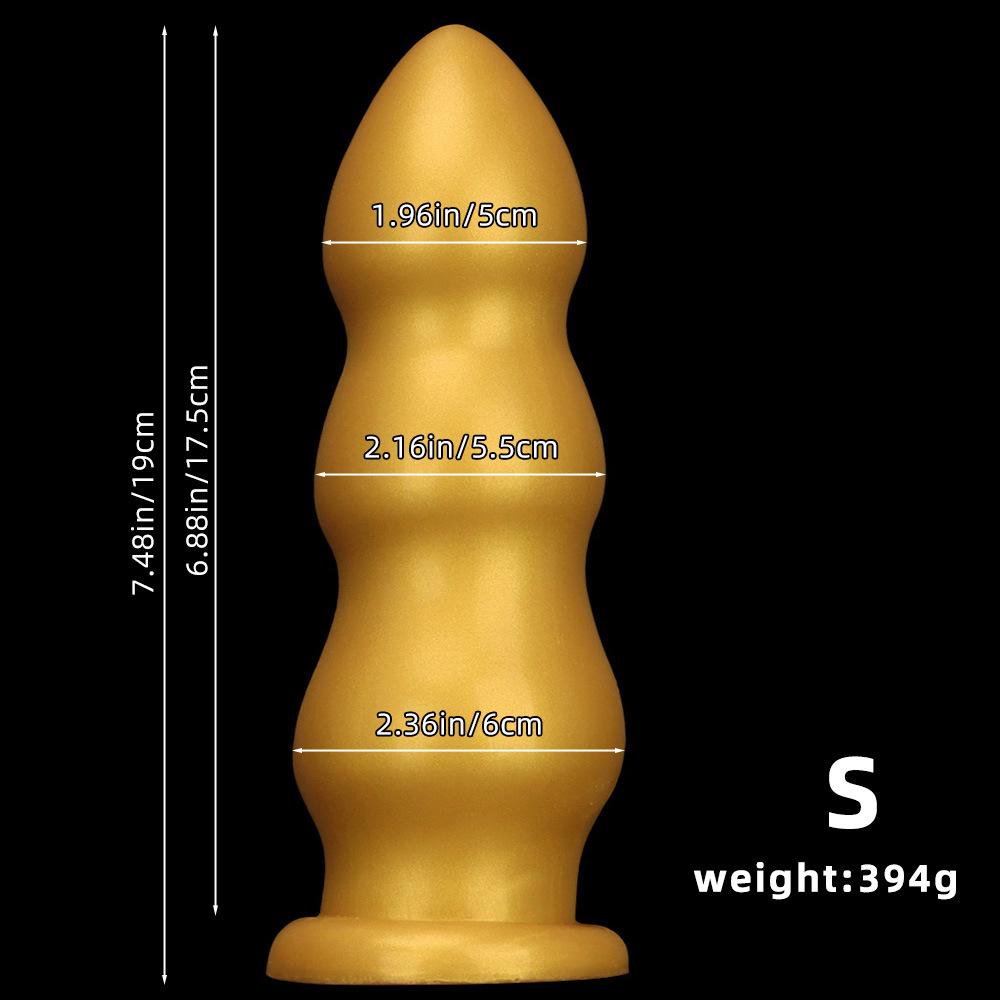 Big Gold Silicone Ribbed Anal Dildo Realistic Penis Sex Toy for Couples Fisting Big Dick BDSM
