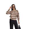 European and American Striped Knitted Round Neck Pullover Long Sleeve Bottoming Shirt Outdoor Sweater Women Knitted Sweater