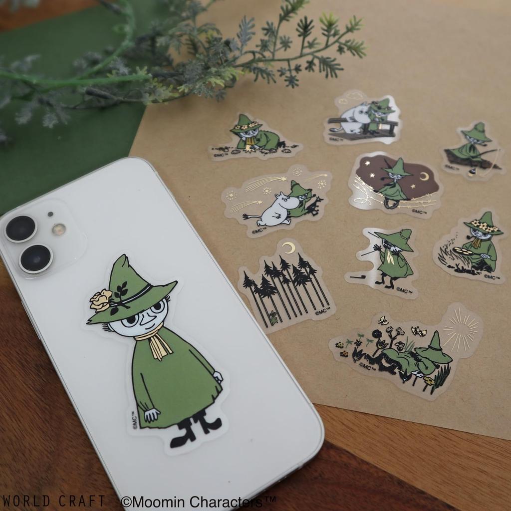 World Craft Moomin Glitter Flake Stickers with Gold Snufkin Foil, MOKFS-103