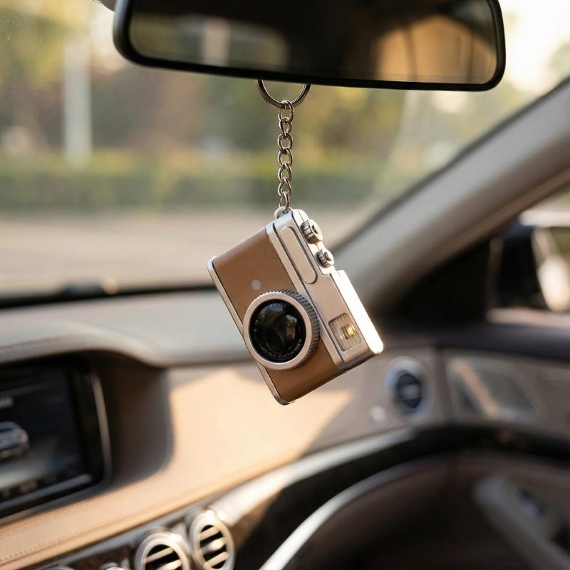 Creative Design Mini DSLR Camera Glowing Keychain Includes Light Sound Effect for Stylish Gifts and Parties Personal Use