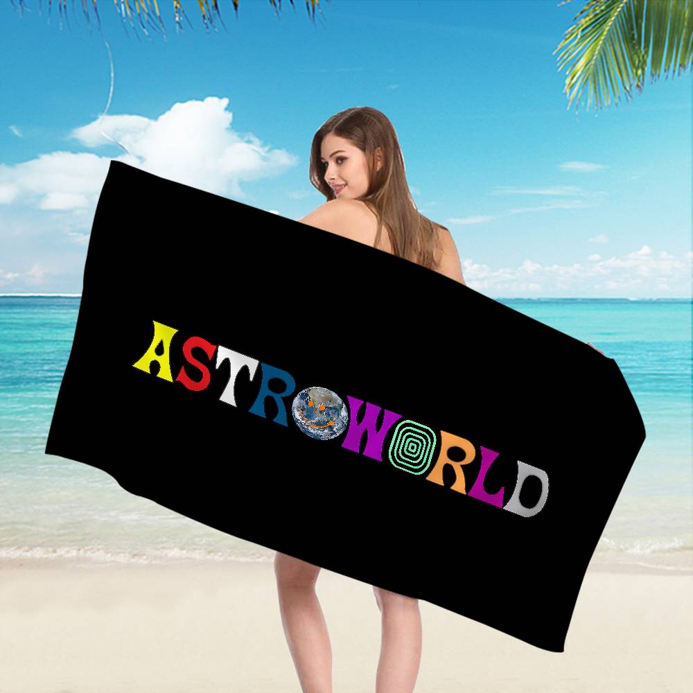 T-Travis S-Scott A-Astroworld Microfiber Printed Beach Towel Mountain Climbing Yoga Beach Swimming Running Absorbent Soft Towel