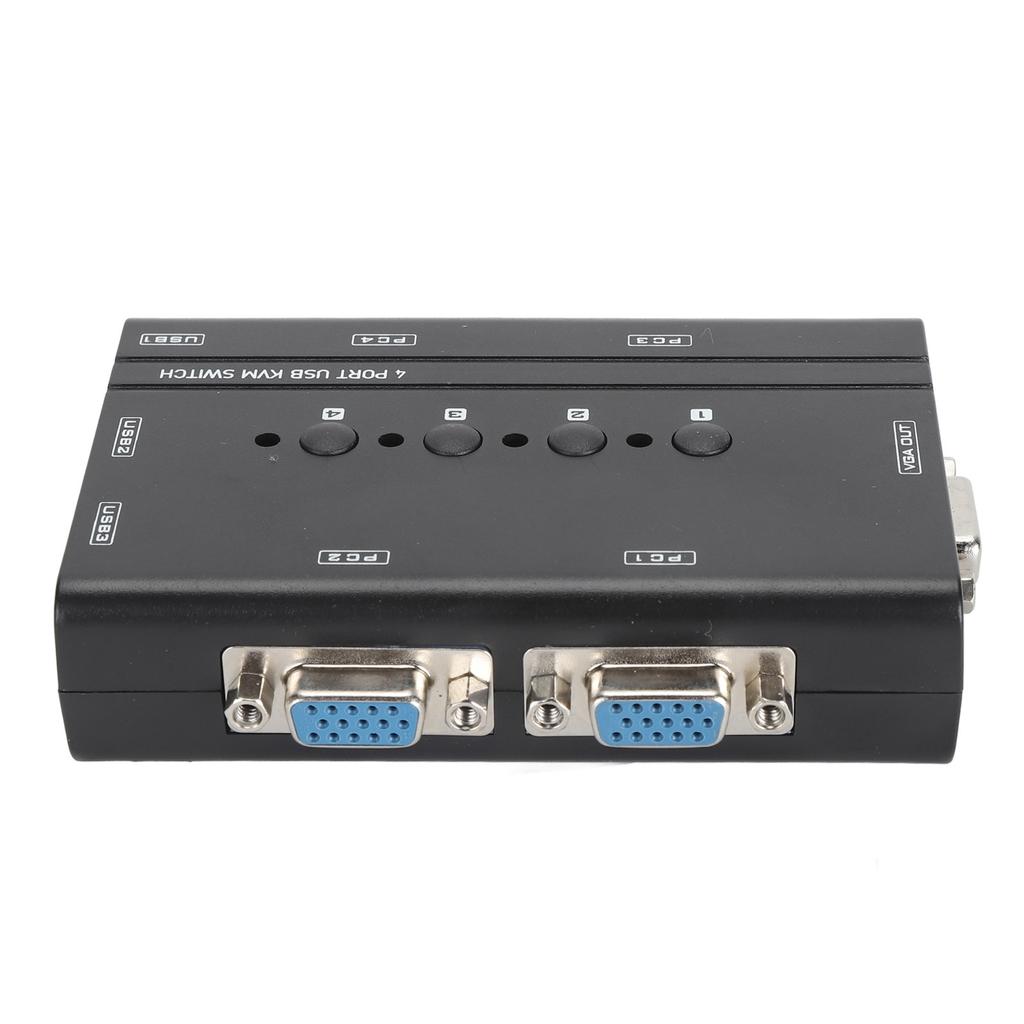 Conmutador KVM USB VGA de 4 puertos Conmutador Selector KVM USB VGA para 4 PC Compartiendo 1 Pantalla 3 Dispositivos USB Teclado Ratón Impresora