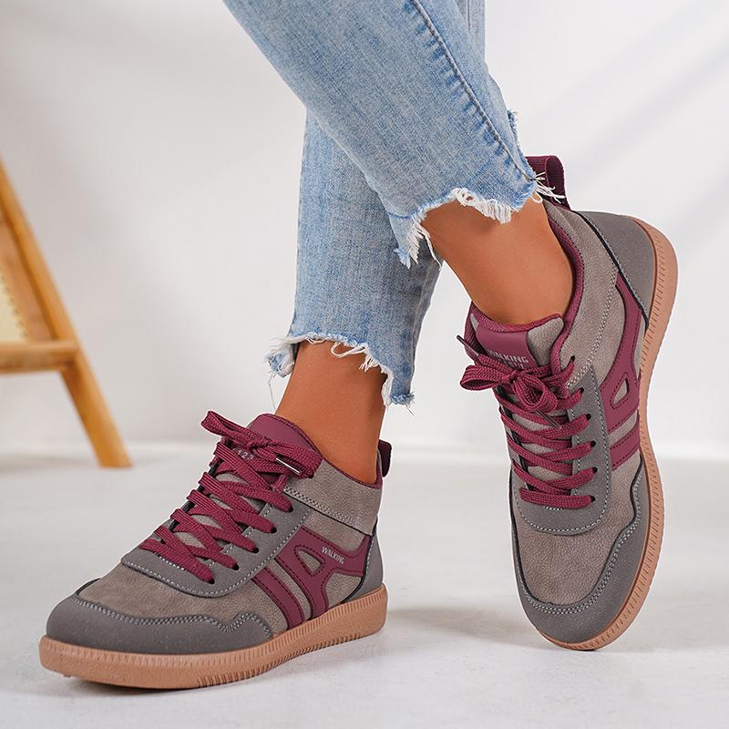 Mote Rimocy Dames Høye Fritidssneakers Sklisikre Snøresko Komfortable Flate Sko for Damer Pluss Størrelse Mote Dames Sportssko