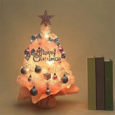 Crafts Artificial Mini Christmas Tree with Lights Colorful Christmas Tree Model with Star Miniature Pine Living Room