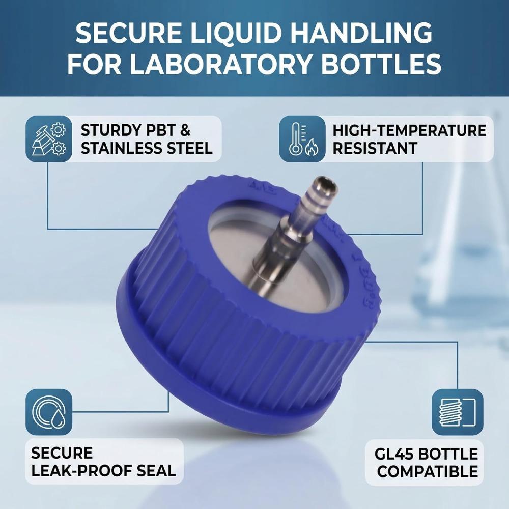 1 Port Reagent Bottle Cap GL45 Thread Solvent Storage Cap for GL45 Solvent Storage