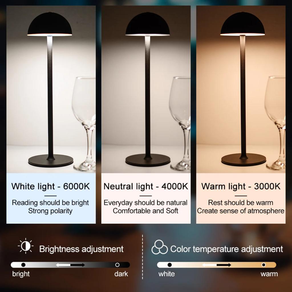 New Wireless Top Touch LED Table Lamps Rechargeable with USB Charging Dimming Three-color Night Lights Bedroom  Decor Desk Lamp