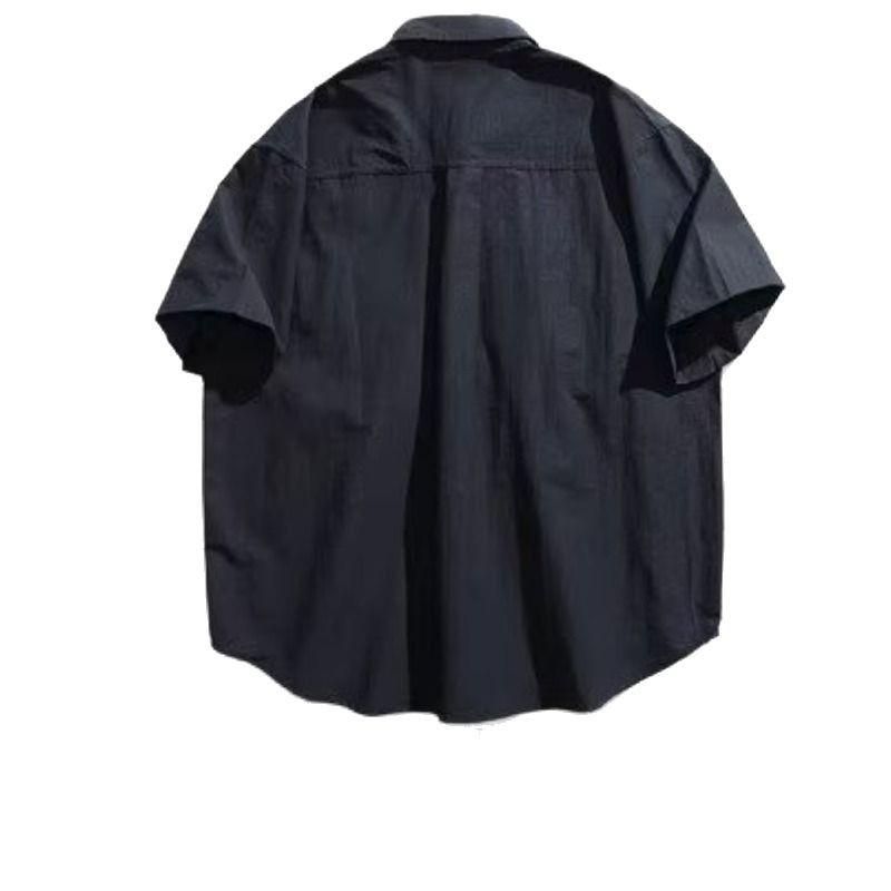 Men's 2024 Trendy Japanese Retro Short-Sleeve Workwear Shirt Jacket for Casual Outdoor Wear