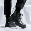 Men's Leisure Original Leather Boots Black Tide Platform Shoes Cowboy Autumn Winter Boot Business Office Dress Ankle Botas Male
