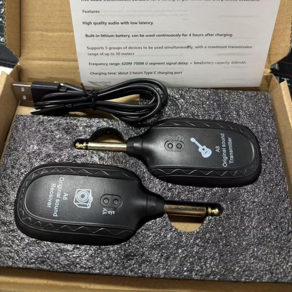A8 Wireless Electric Guitar & Bass Audio Transceiver: Portable Transmitter & Receiver for Musical Instruments.