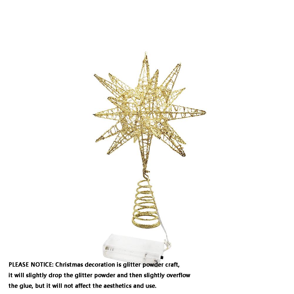 1 шт. Верхушка для рождественской елки с подсветкой, Рождественские пятиконечные звезды, Железная шляпа для рождественской елки, Верхушка для рождественской елки золотой