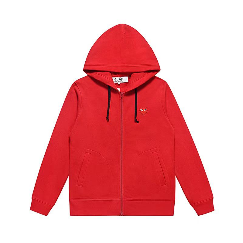 Chuan Jiu 2024 A/W Couple's Heart Hoodie Pullover with Stand Collar & Zipper