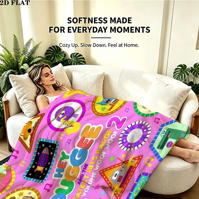 1PC Hey Duggee Custom Name Patterned Flannel Blanket Suitable For All Seasons for Home Decor Warmth and Comfort Gifts Holiday Present