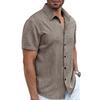 Men Summer Button-up Shirt Short Sleeve Turndown Collar Shirt Casual Loose Fit Holiday Shirt for Beach Vacation Street