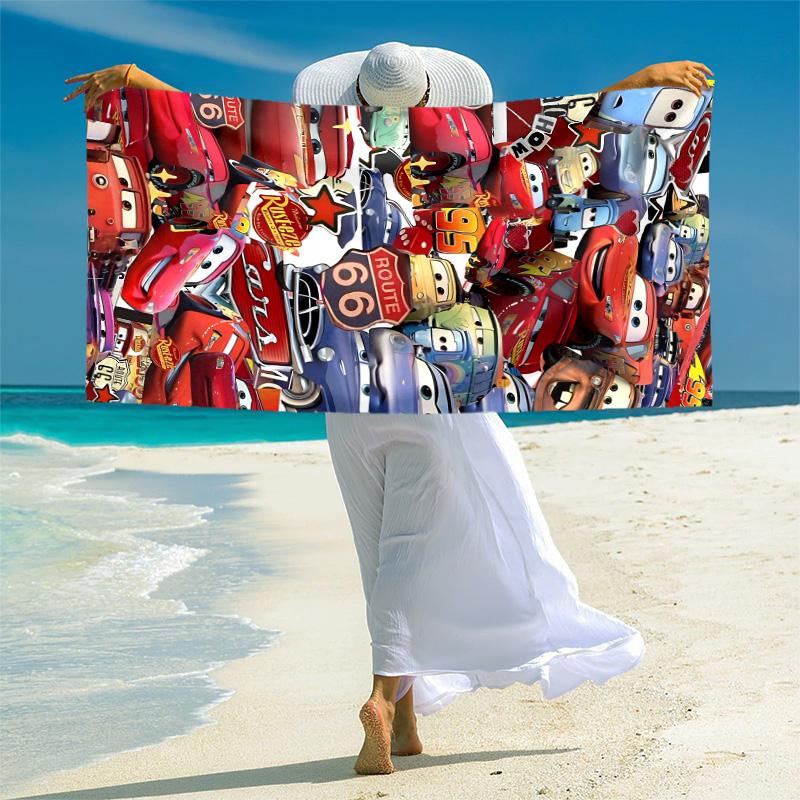 1pc Cars Movie Characters Beach Towel, Highly Absorbent, Soft Comfortable, Yoga, Swimming, Fitness, Camping, Beach Activities. B73009