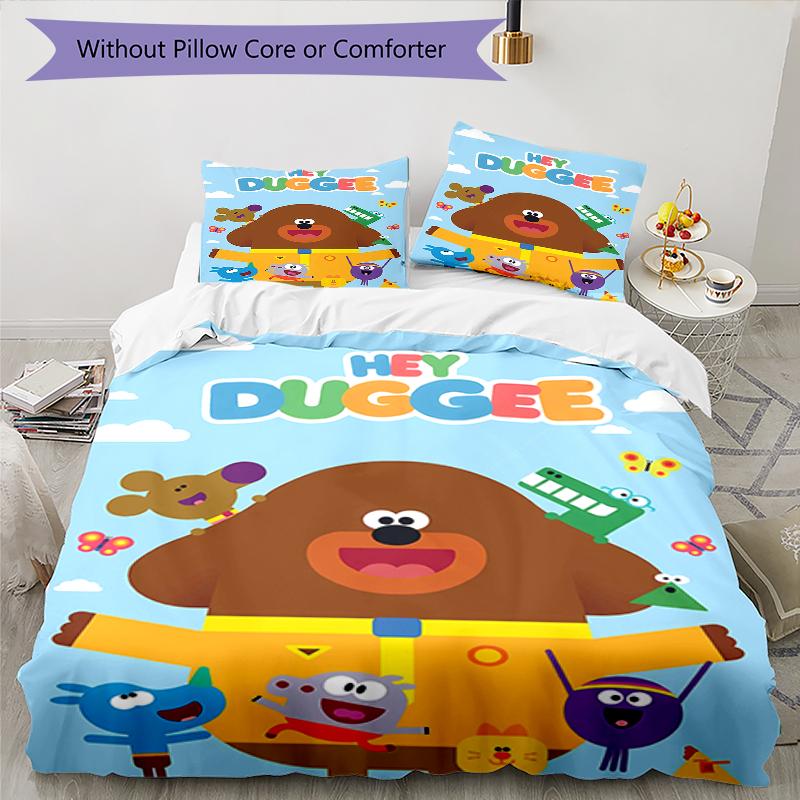 3pcs Hey Duggee3 Design Cover Set - HD Printed Bedding with 1 Cover and 2 Pillowcases - Perfect for Home and Dorm Decor