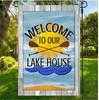 "Welcome To Our Lake House" DoubleSided Garden Ag-12x18in, High Quality Burlap RRM IIX SSL