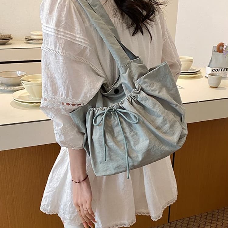 Kordelzug-Nylon-Tragetasche Damen-Umhängetasche