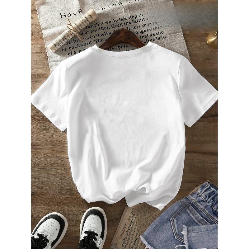 Rozmiar Europejski [Damska Koszulka Casual] love Koszulka - Casualowy Top z Krótkim Rękawem i Okrągłym Dekoltem dla Kobiet - Ubrania na Wiosnę i Lato