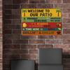 "Welcome To Our Patio" Rustic Metal Sign, Vintage-style Decor.
