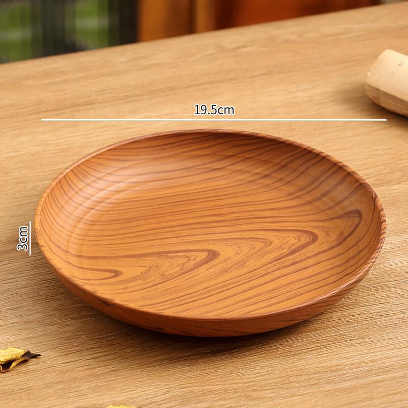 Einfache runde Kunststoffschale mit Holzmaserung - 5er-Pack