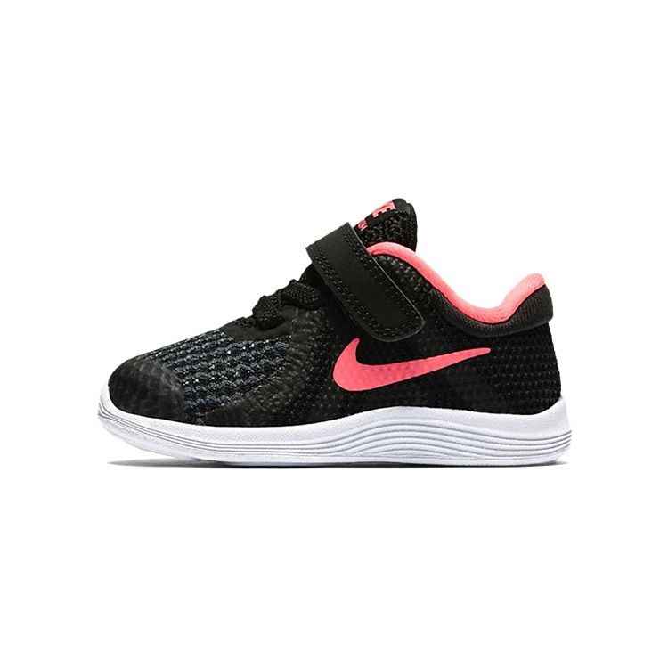 Nike Revolution 4 Round Toe Slip Resistant Shock Absorbing Durable Breathable Low Top Walking Shoes Baby Shoes Black Red 943308-004