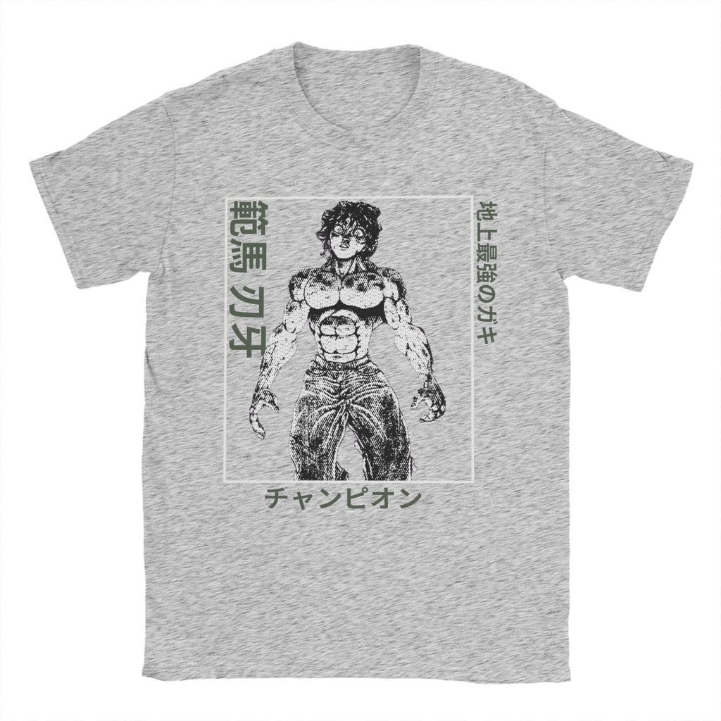 Baki Hanma Japanese Typography T Shirts Mens  Pure Cotton TShirts Round Neck  Tee Shirt Short Sleeve Clothing New Arrival