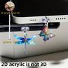 2D Flat 2pcs Beautiful Dragonfly and Butterfly 2D Plane Drawing Acrylic Mobile Phone Dustproof Plug