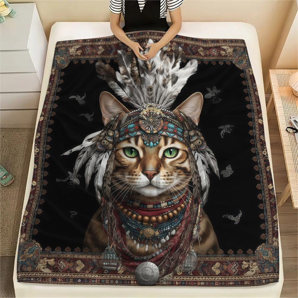 1PC Adorned Wild Sovereign Print FlAannel Blanket, High quality Comfortable for All Seasons, Home Decor, Warmth and Comfort