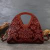 Retro Ethnischer Stil Damen Handtasche Echtes Leder Geprägt Vielseitig Schulter Crossbody Tasche
