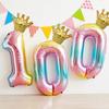 32 Inch Gradual Change Digital Rainbow Crown Aluminum Film Balloon, Children Boys And Girls Baby Birthday Party Background
