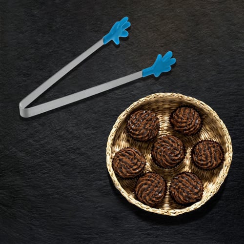 Uxcell Mini Food Tongs, 5.67" Hand-Shaped Stainless Steel with Silicone Tips, Small Cooking Tongs, Kitchen Food Tongs, Serving Tongs for Cooking, Gril