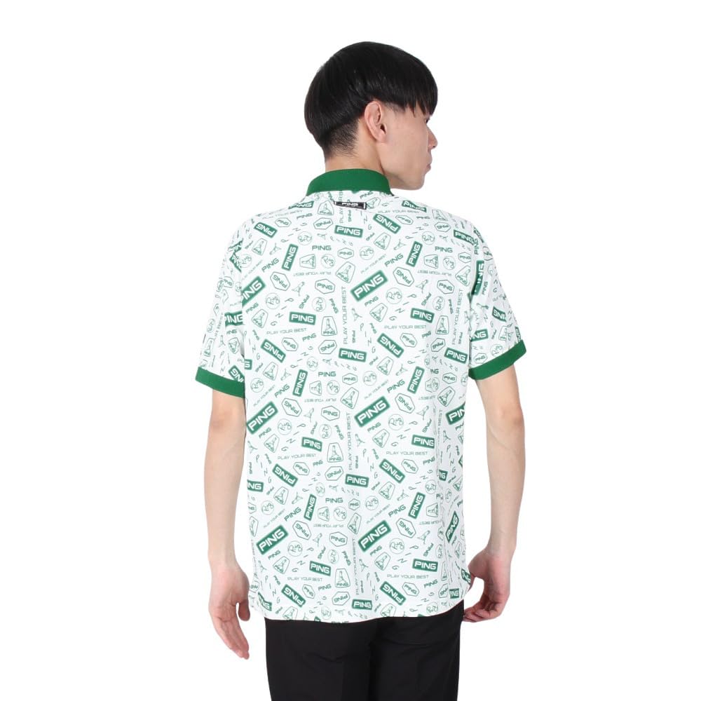 Short Sleeve Polo Shirt Golf X Green S [Pin Apparel] Men's (All-over Print) / / 621-5160221 031_White