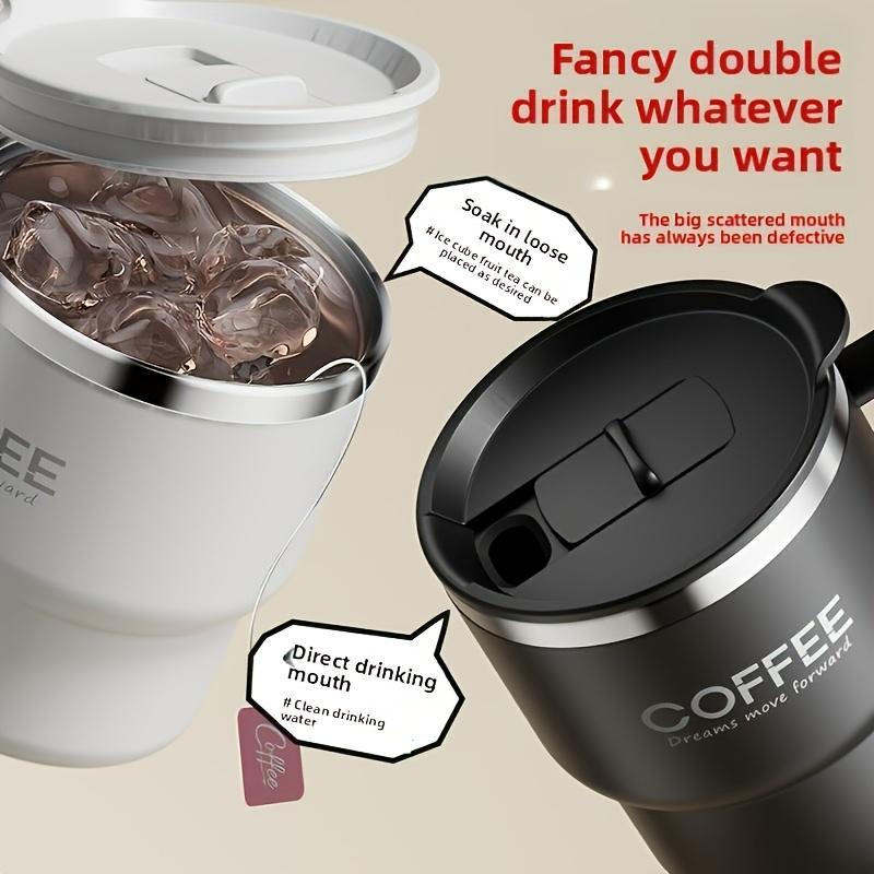 304 Stainless Steel Coffee Mug with Lid Double-Wall Travel Cup Spill-Proof & Leakproof Elegant Coffee Cup