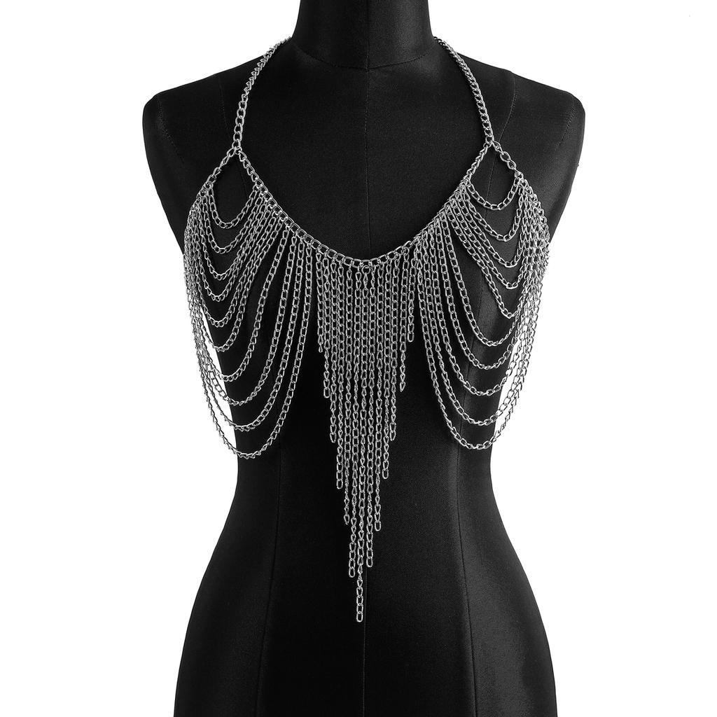 Mehrschichtige Brustketten Körperketten Schmuck für Damen Metall Körperkette Oberteil Sexy Accessoires Modeschmuck