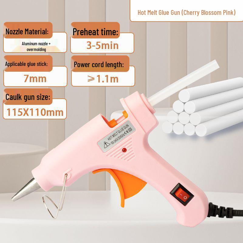 Safe DIY Hot Melt Glue Gun with Anti-Scald Design & Strong Glue Sticks for Household Handmade Projects