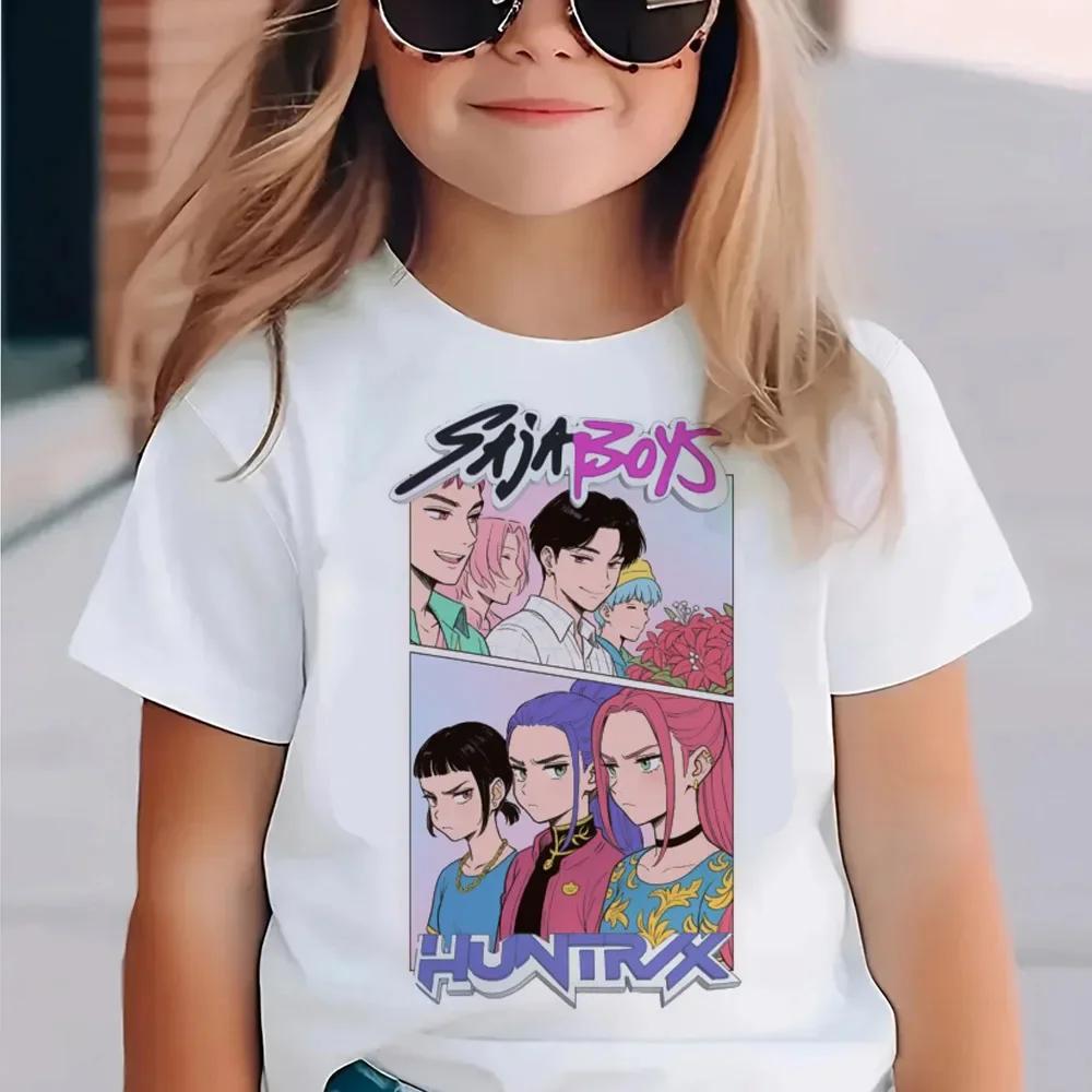 KPop Demon Hunters Kids Clothes 2026 Hot Anime T-shirt Harajuku Girls Casual T-Shirt Fashion Movie T Shirts