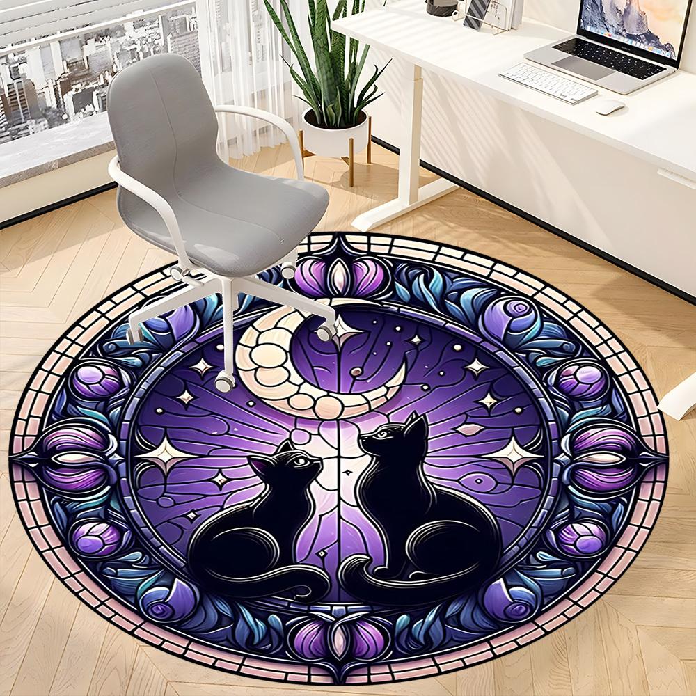 1PC Stained Cats Art Chair Carpet for Office, Indoor Non-Slip Washable Carpet, Soft Comfortable Mat For Office Room yy250930308